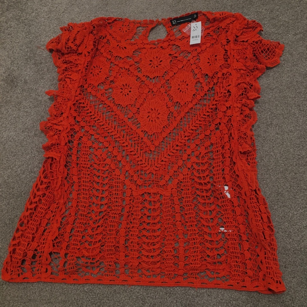 NY & C Womens Dark Orange Knit Top